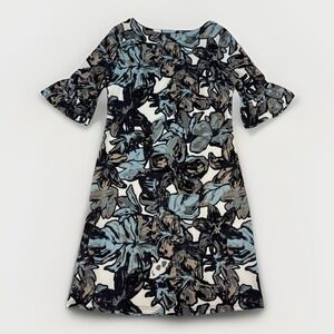 Anthropology Aryeh Shift Dress Womens Small Blue Abstract Bell Sleeve Boho Mod